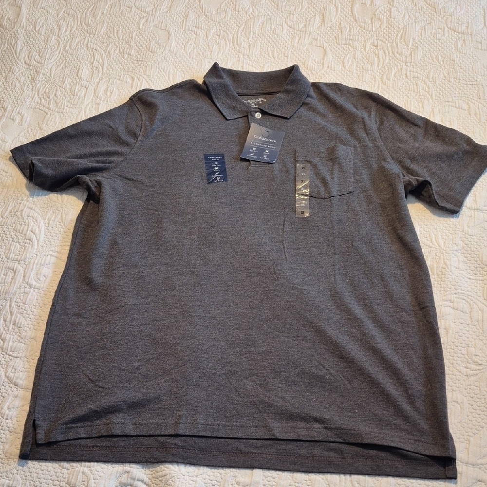 Croft & Barrow men's XL gray short sleeve signature polo shirt NWT
